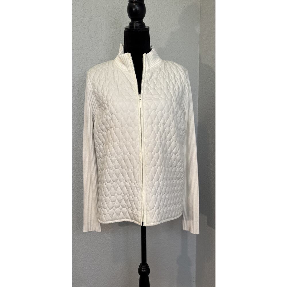 For Cynthia Women's Size XL Winter‎ White Puffer Jacket Cardigan Long Sleeve